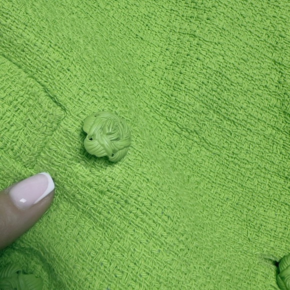 Zara Bright Lime Green Cropped Tweed Jacket - Picture 3 of 6